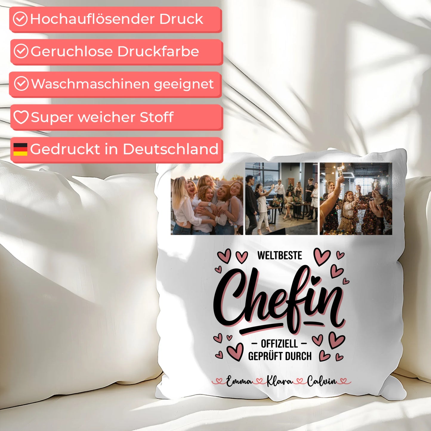 Kissen Mit Namen Fotocollage für Chefin Weltbeste Chefin Offiziell Geprüft Durch Geschenk 7