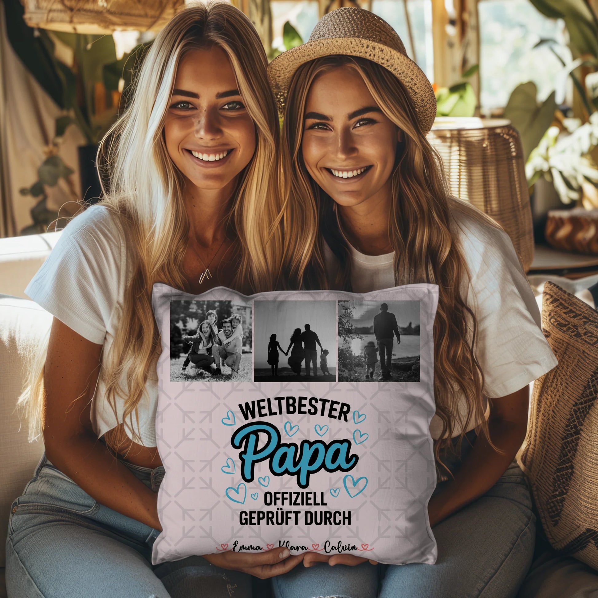 Kissen Für Vatertag Papa Fotocollage Weltbester Papa Offiziell Geprüft Durch 3