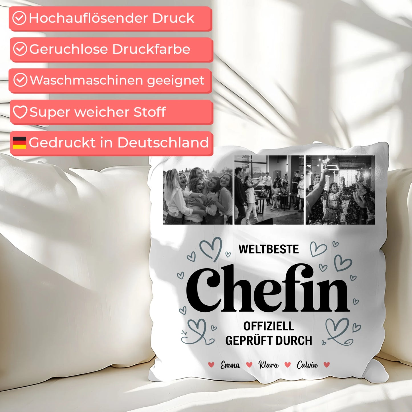 Personalisierte Kissen Mit Namen Chefin Fotocollage Weltbeste Chefin Offiziell Geprüft Durch 7