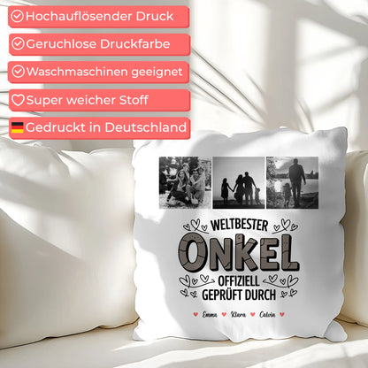Onkel Kissen Onkel Fotocollage Weltbester Onkel Offiziell Geprüft Durch