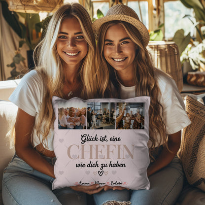 Foto Kissen Mit Namen Fotocollage für Chefin Glück Ist eine Chefin Wie Dich Zu Haben Geschenk 8