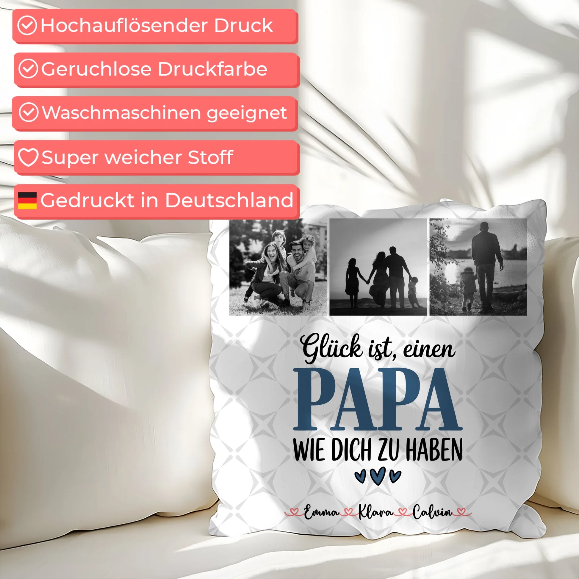 Personalisierte Kissen Mit Spruch Für Papa Fotocollage Papa Glück ist einen Papa wie dich zu haben 7