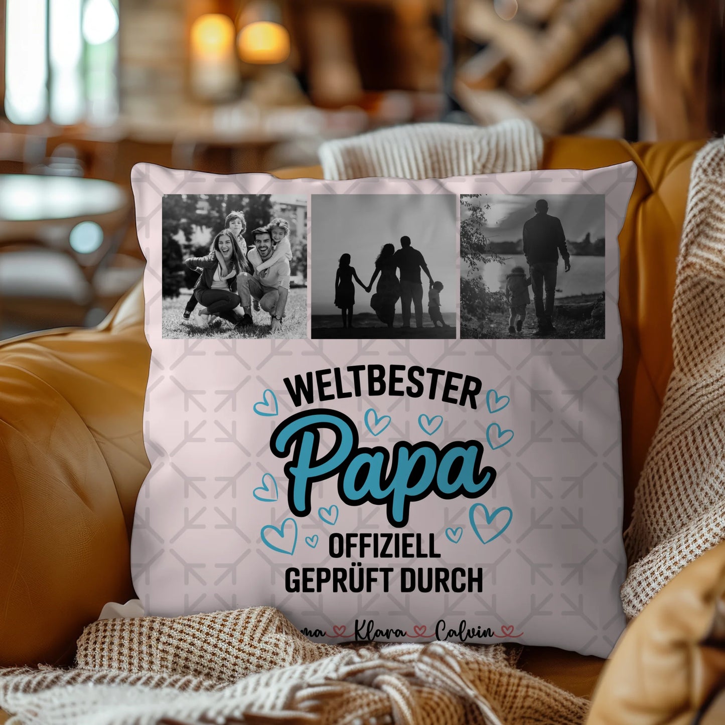 Kissen Für Vatertag Papa Fotocollage Weltbester Papa Offiziell Geprüft Durch 4