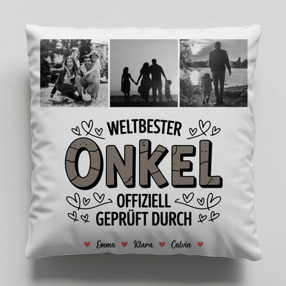 Onkel Kissen Onkel Fotocollage Weltbester Onkel Offiziell Geprüft Durch 1