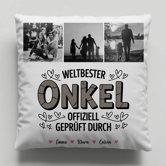 Onkel Kissen Onkel Fotocollage Weltbester Onkel Offiziell Geprüft Durch 1