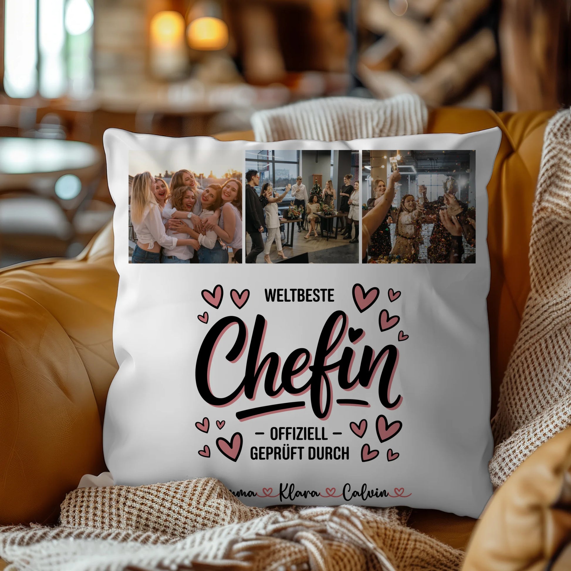 Kissen Mit Namen Fotocollage für Chefin Weltbeste Chefin Offiziell Geprüft Durch Geschenk 9