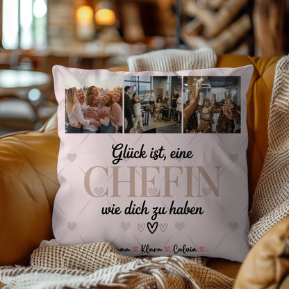 Foto Kissen Mit Namen Fotocollage für Chefin Glück Ist eine Chefin Wie Dich Zu Haben Geschenk 9