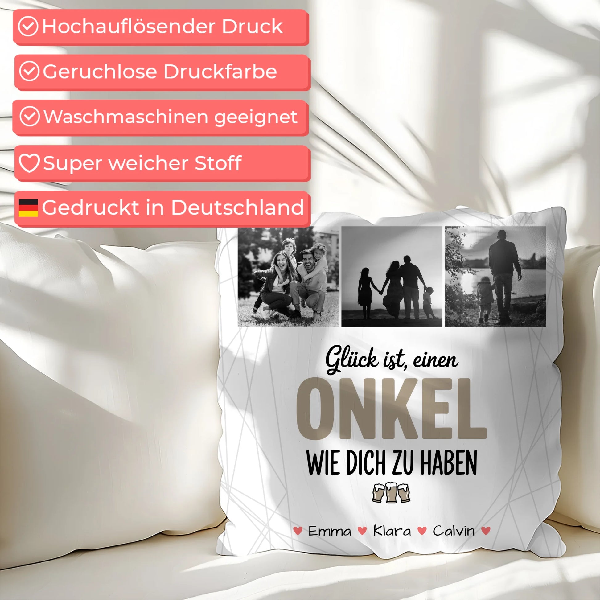 Personalisierte Onkel Kissen mit Fotocollage Glück Ist Einen Onkel Wie Dich Haben Geschenkidee 7