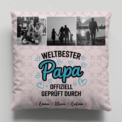 Kissen Für Vatertag Papa Fotocollage Weltbester Papa Offiziell Geprüft Durch 6