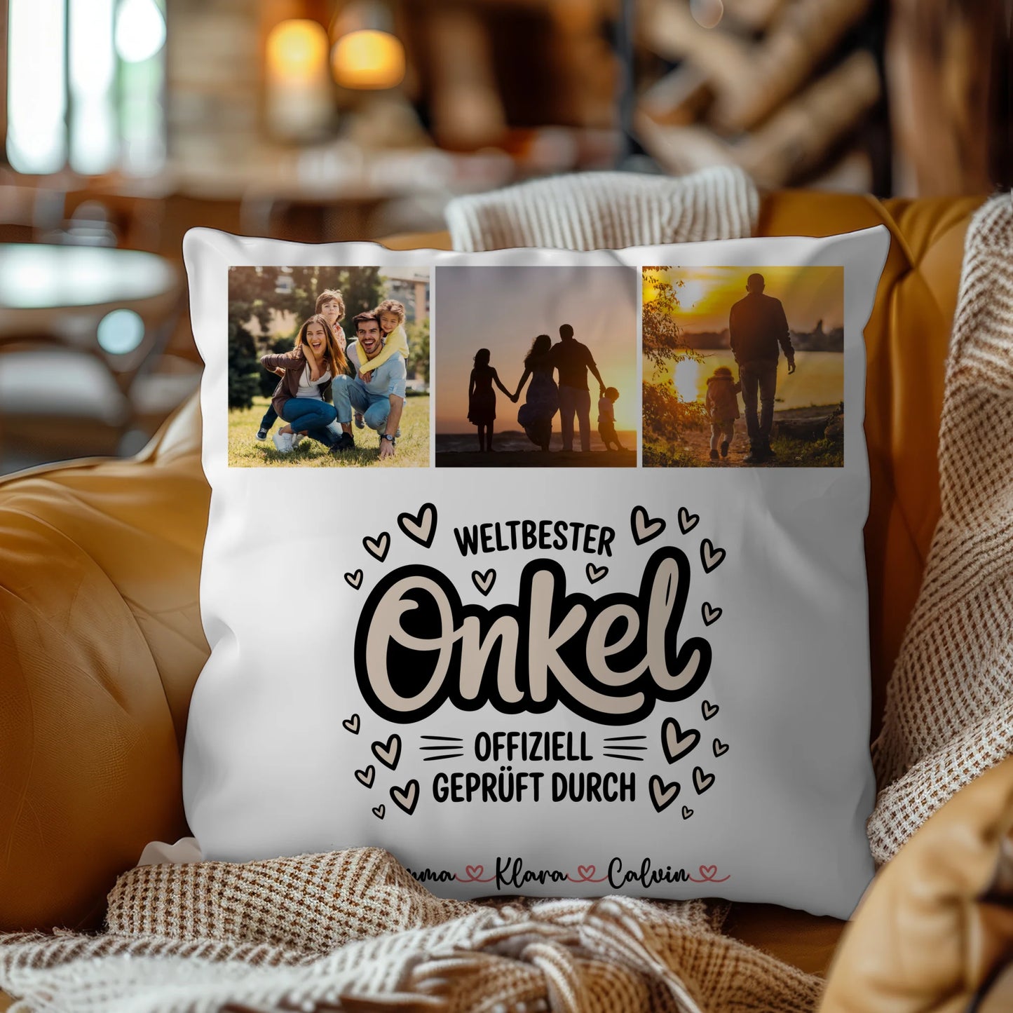 Onkel Kissen Fotocollage für Onkel Weltbester Onkel Offiziell Geprüft Durch 9
