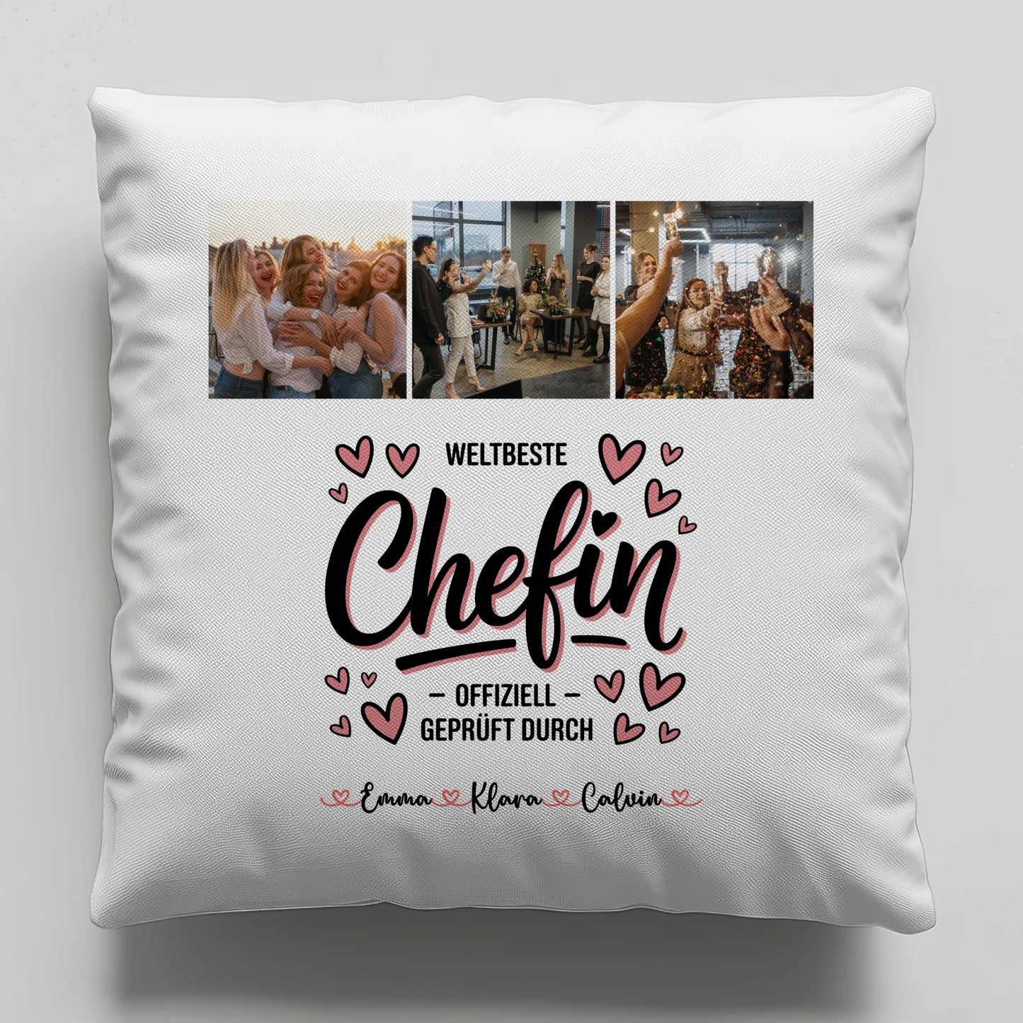 Kissen Mit Namen Fotocollage für Chefin Weltbeste Chefin Offiziell Geprüft Durch Geschenk