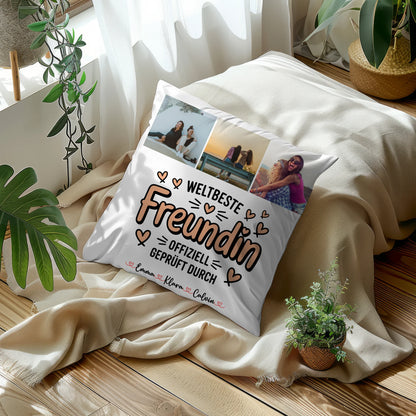 Beste Freundin Kissen Fotocollage für Beste Freundin Weltbeste Freundin Offiziell Geprüft Durch 5