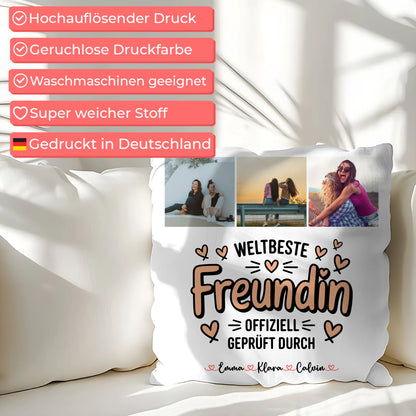 Beste Freundin Kissen Fotocollage für Beste Freundin Weltbeste Freundin Offiziell Geprüft Durch 7