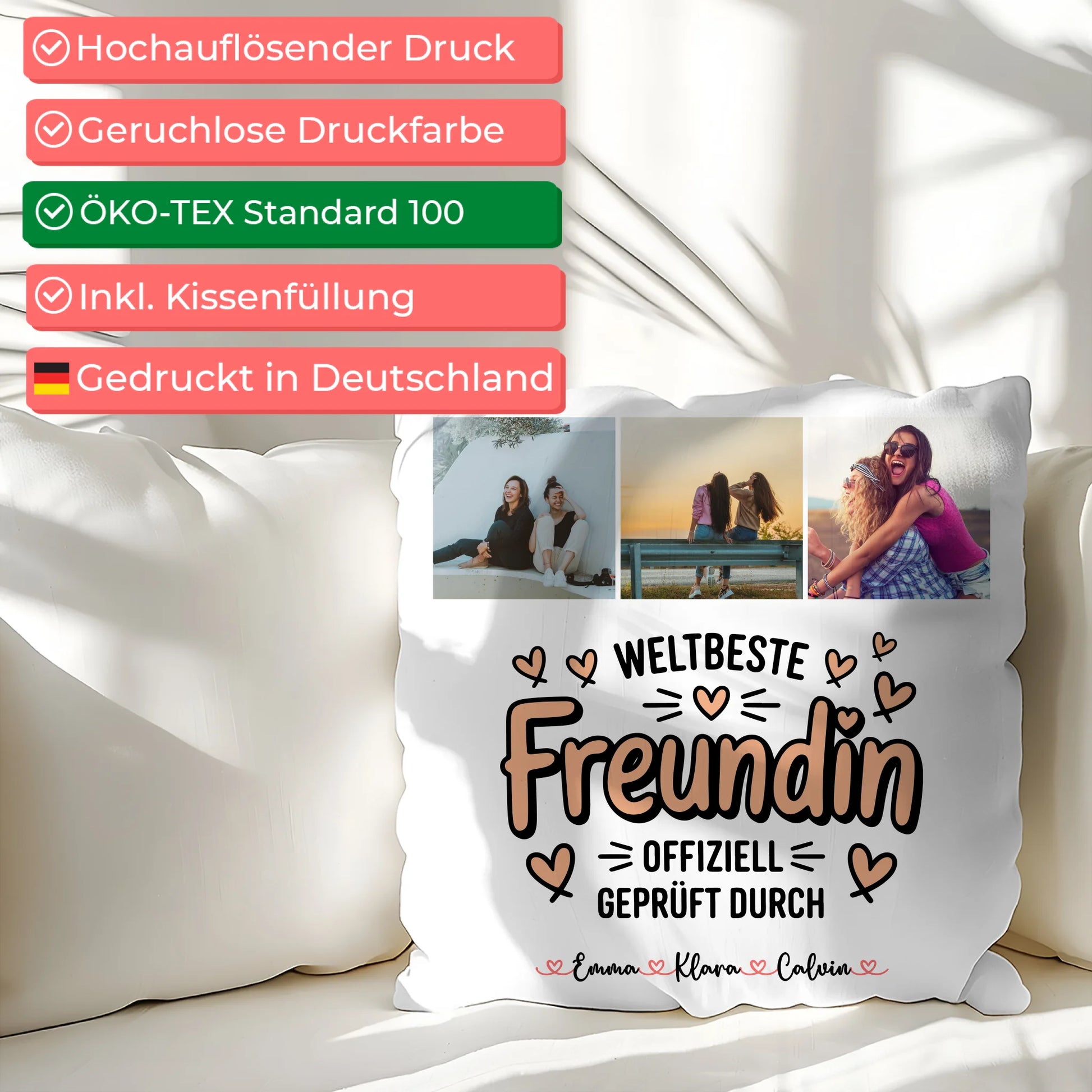 Beste Freundin Kissen Fotocollage für Beste Freundin Weltbeste Freundin Offiziell Geprüft Durch 2