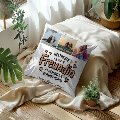 Beste Freundin Kissen Fotocollage für Beste Freundin Weltbeste Freundin Offiziell Geprüft Durch 10