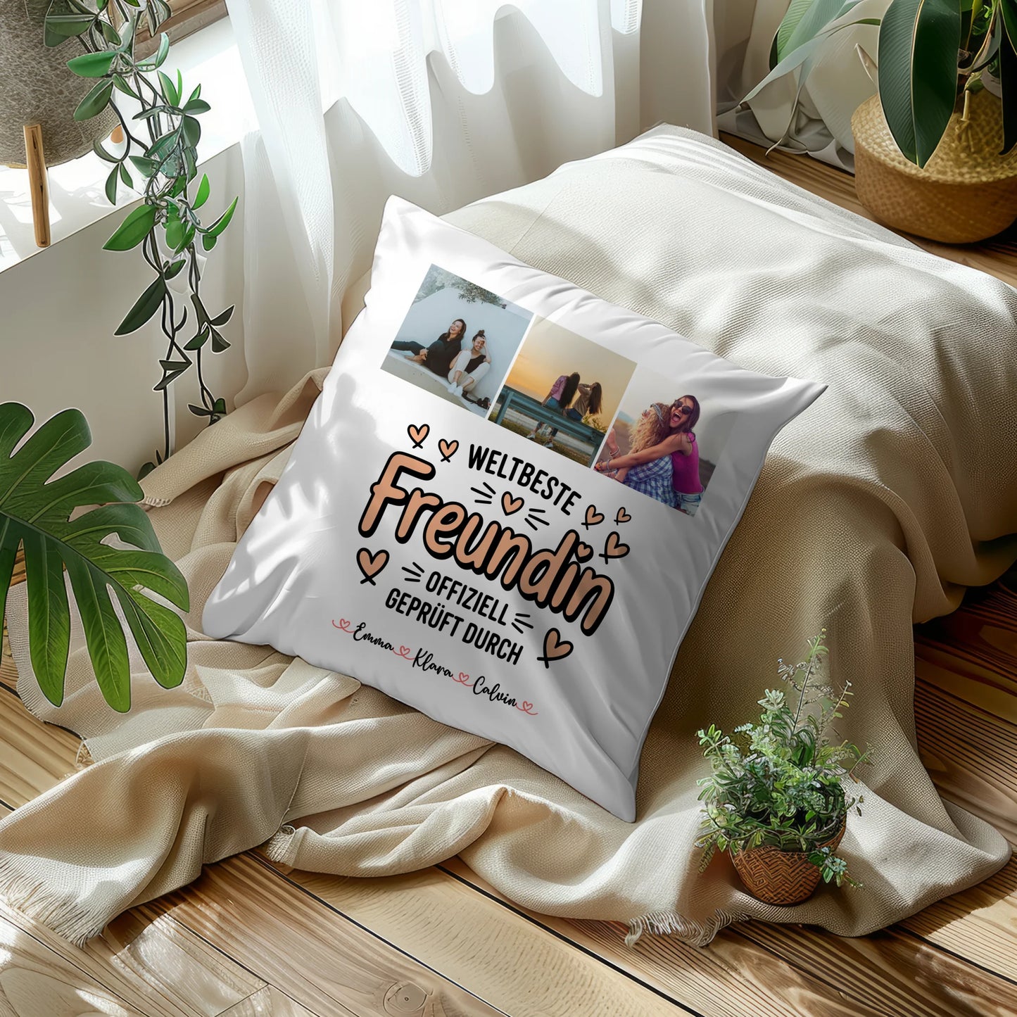 Beste Freundin Kissen Fotocollage für Beste Freundin Weltbeste Freundin Offiziell Geprüft Durch