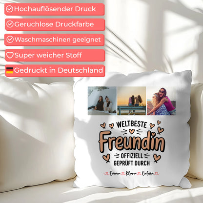 Beste Freundin Kissen Fotocollage für Beste Freundin Weltbeste Freundin Offiziell Geprüft Durch