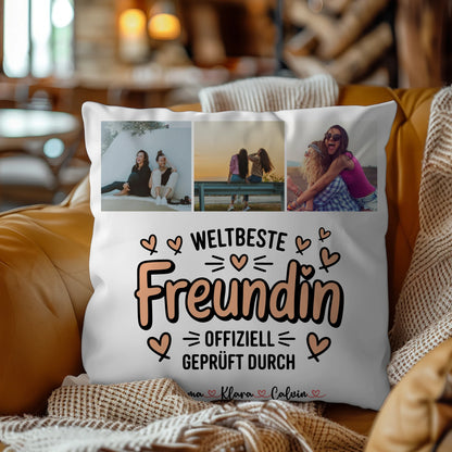 Beste Freundin Kissen Fotocollage für Beste Freundin Weltbeste Freundin Offiziell Geprüft Durch 4