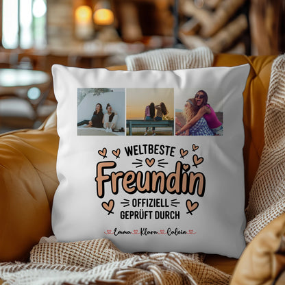 Beste Freundin Kissen Fotocollage für Beste Freundin Weltbeste Freundin Offiziell Geprüft Durch