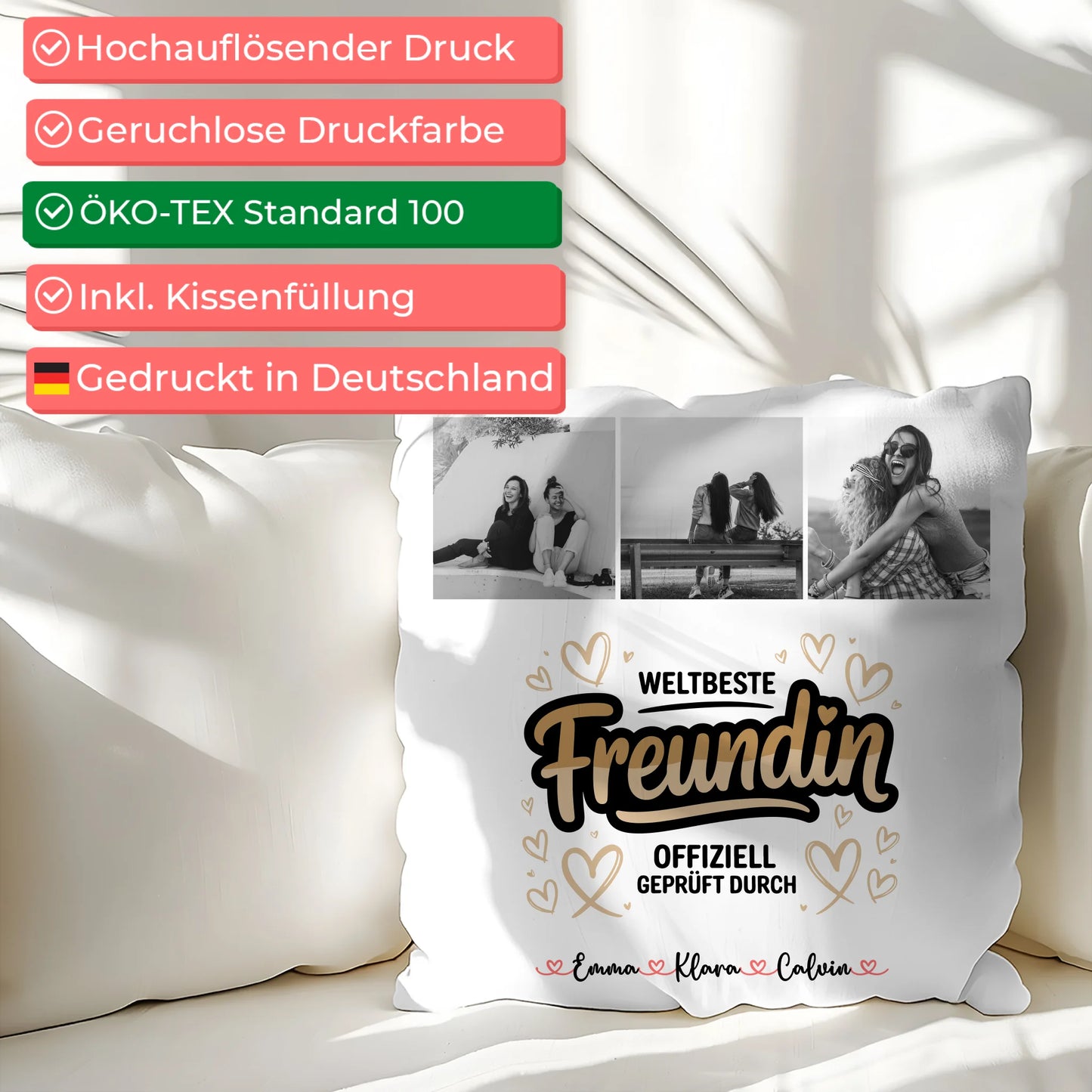 Kissen mit Foto beste Freundin Beste Freundin Fotocollage Weltbeste Freundin Offiziell Geprüft Durch 2