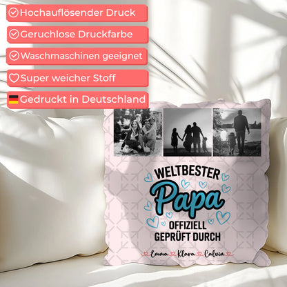 Kissen Für Vatertag Papa Fotocollage Weltbester Papa Offiziell Geprüft Durch 7