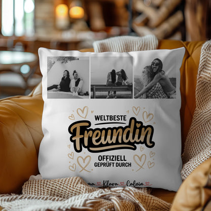 Kissen mit Foto beste Freundin Beste Freundin Fotocollage Weltbeste Freundin Offiziell Geprüft Durch 4