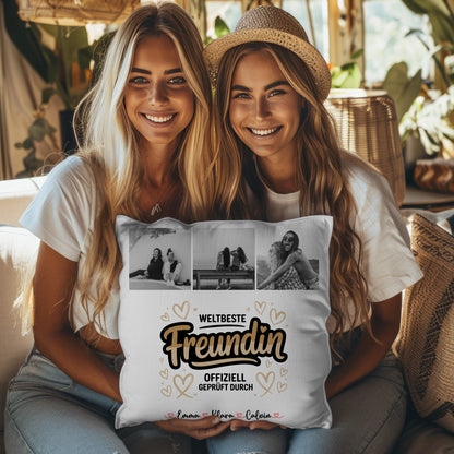 Kissen mit Foto beste Freundin Beste Freundin Fotocollage Weltbeste Freundin Offiziell Geprüft Durch 3