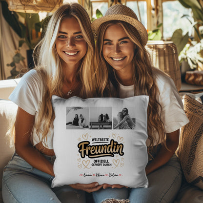 Kissen mit Foto beste Freundin Beste Freundin Fotocollage Weltbeste Freundin Offiziell Geprüft Durch