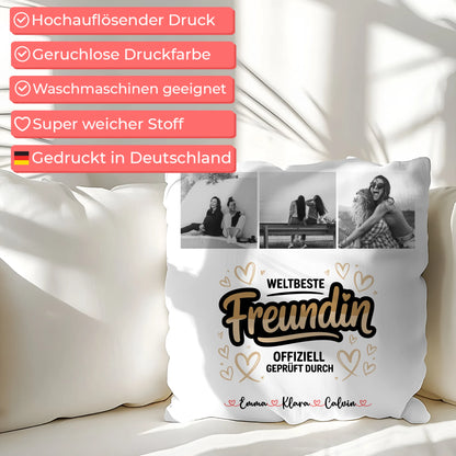 Kissen mit Foto beste Freundin Beste Freundin Fotocollage Weltbeste Freundin Offiziell Geprüft Durch 7