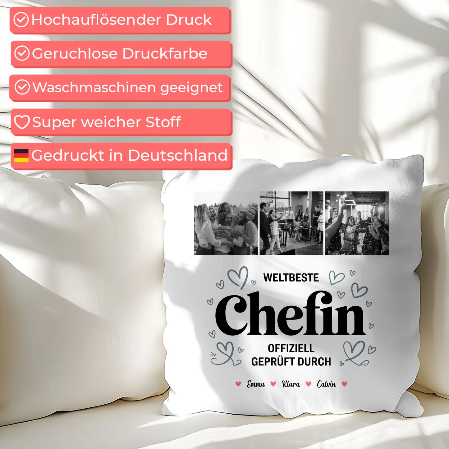 Personalisierte Kissen Mit Namen Chefin Fotocollage Weltbeste Chefin Offiziell Geprüft Durch