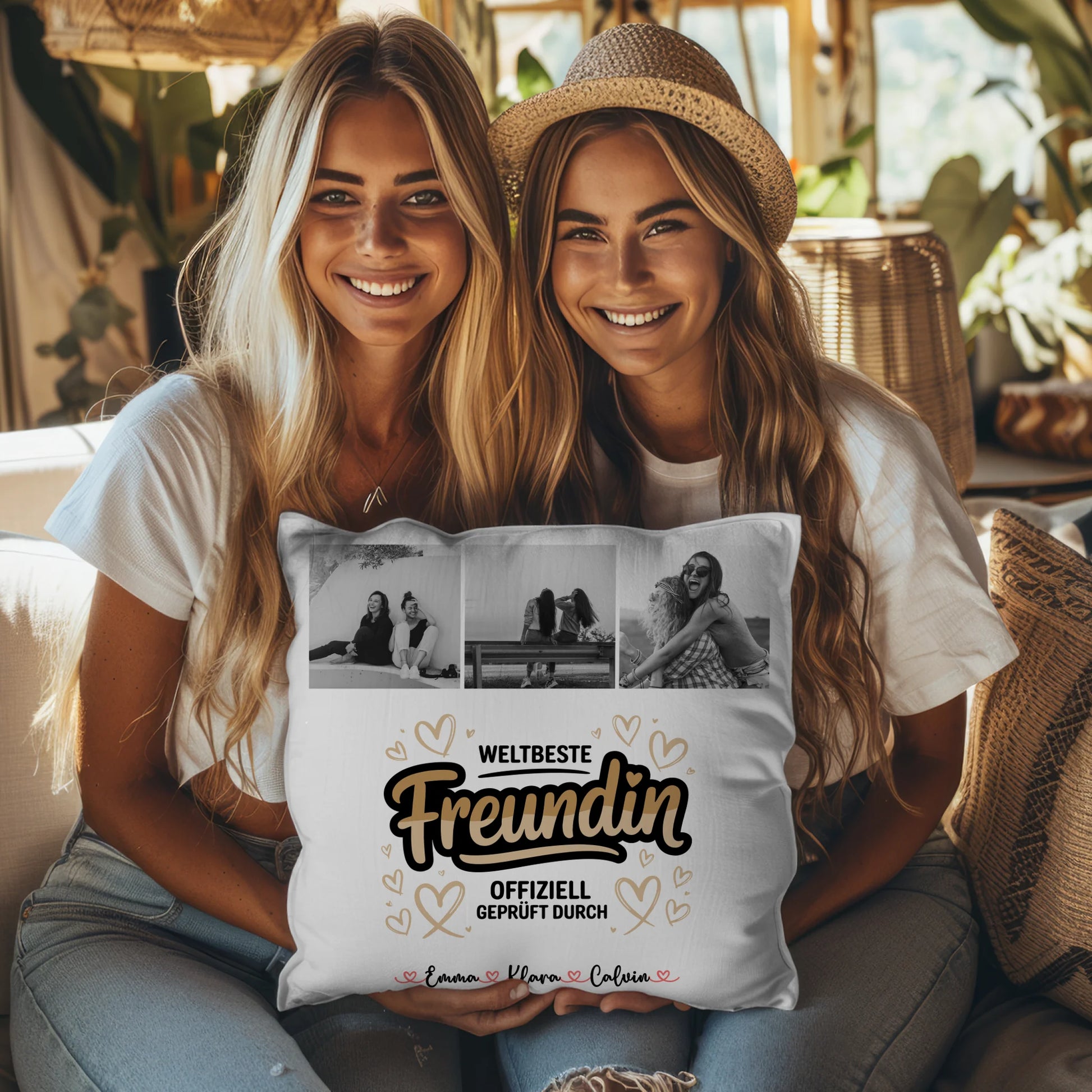 Kissen mit Foto beste Freundin Beste Freundin Fotocollage Weltbeste Freundin Offiziell Geprüft Durch 8