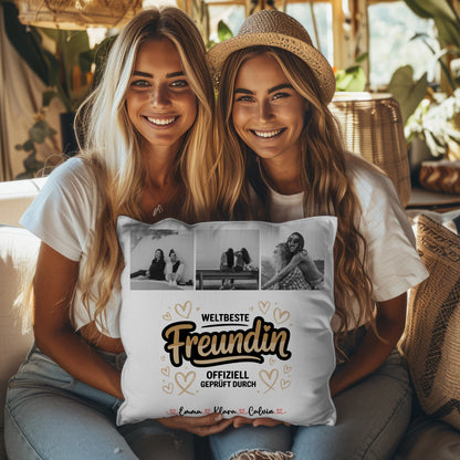 Kissen mit Foto beste Freundin Beste Freundin Fotocollage Weltbeste Freundin Offiziell Geprüft Durch 8