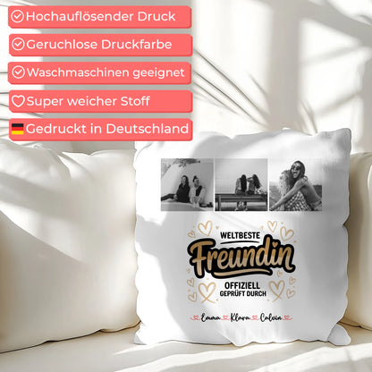 Kissen mit Foto beste Freundin Beste Freundin Fotocollage Weltbeste Freundin Offiziell Geprüft Durch