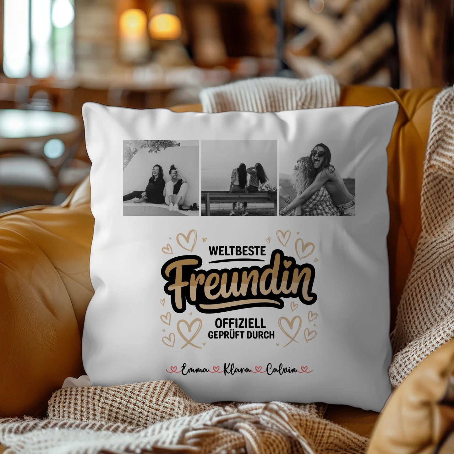 Kissen mit Foto beste Freundin Beste Freundin Fotocollage Weltbeste Freundin Offiziell Geprüft Durch