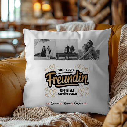Kissen mit Foto beste Freundin Beste Freundin Fotocollage Weltbeste Freundin Offiziell Geprüft Durch