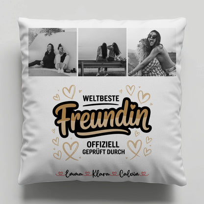 Kissen mit Foto beste Freundin Beste Freundin Fotocollage Weltbeste Freundin Offiziell Geprüft Durch 6