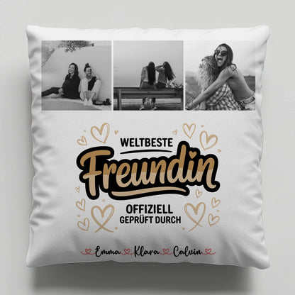 Kissen mit Foto beste Freundin Beste Freundin Fotocollage Weltbeste Freundin Offiziell Geprüft Durch 1