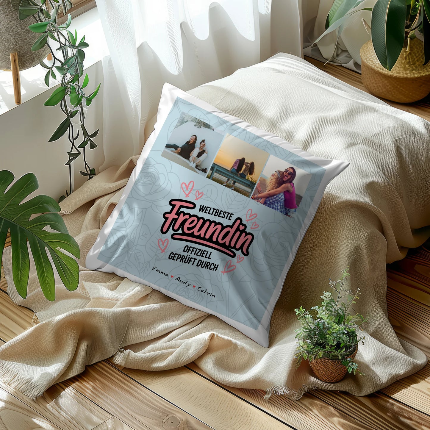 Kissen beste Freundin Geschenk Fotocollage Beste Freundin Weltbeste Freundin Offiziell Geprüft Durch