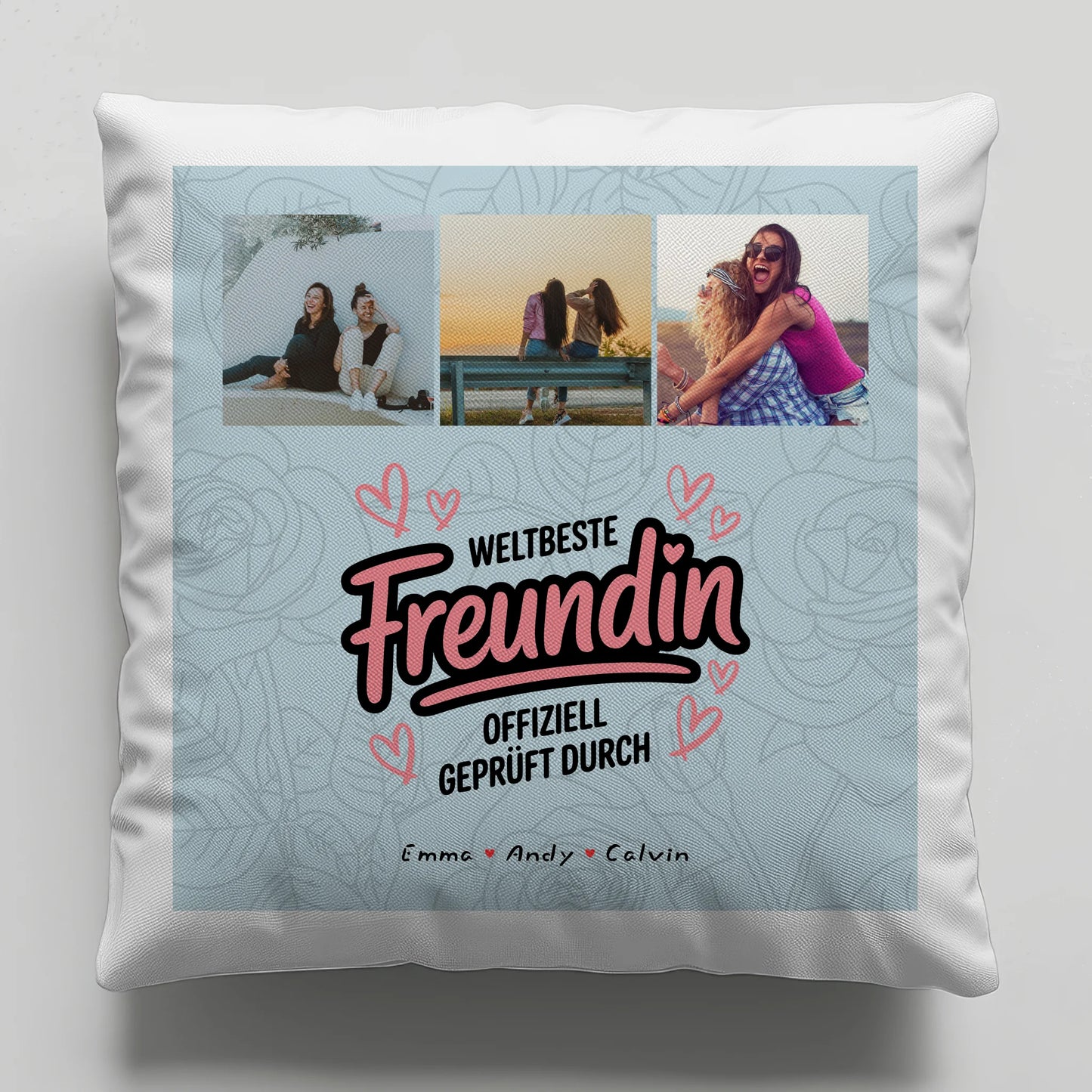 Kissen beste Freundin Geschenk Fotocollage Beste Freundin Weltbeste Freundin Offiziell Geprüft Durch