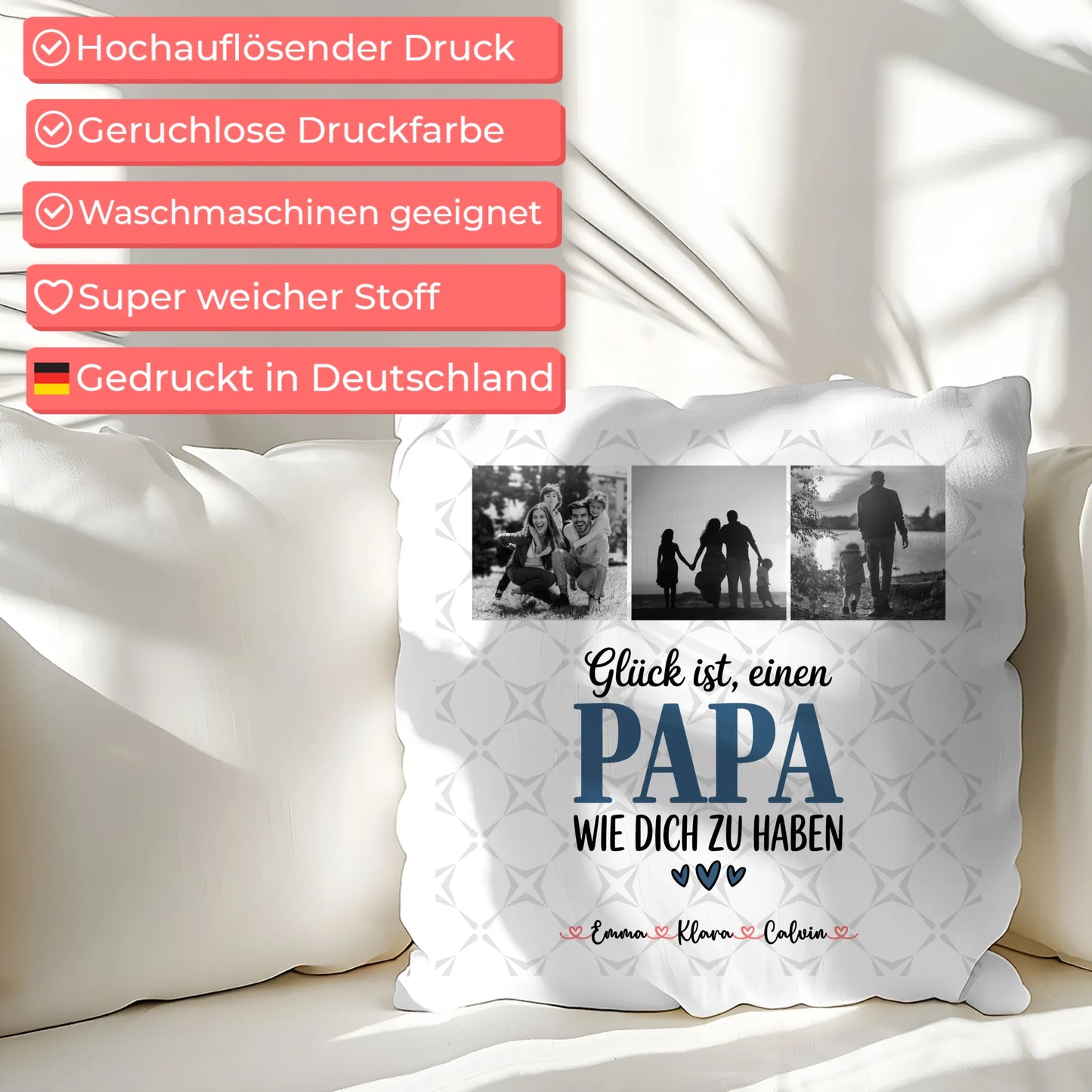 Personalisierte Kissen Mit Spruch Für Papa Fotocollage Papa Glück ist einen Papa wie dich zu haben