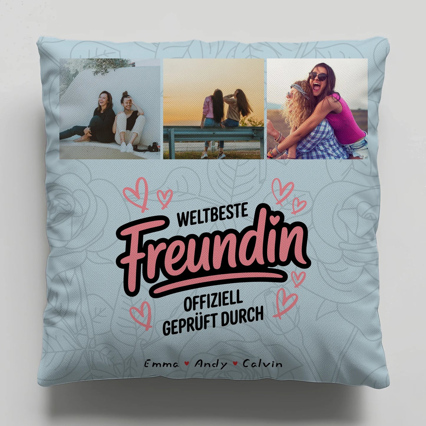 Kissen beste Freundin Geschenk Fotocollage Beste Freundin Weltbeste Freundin Offiziell Geprüft Durch 6