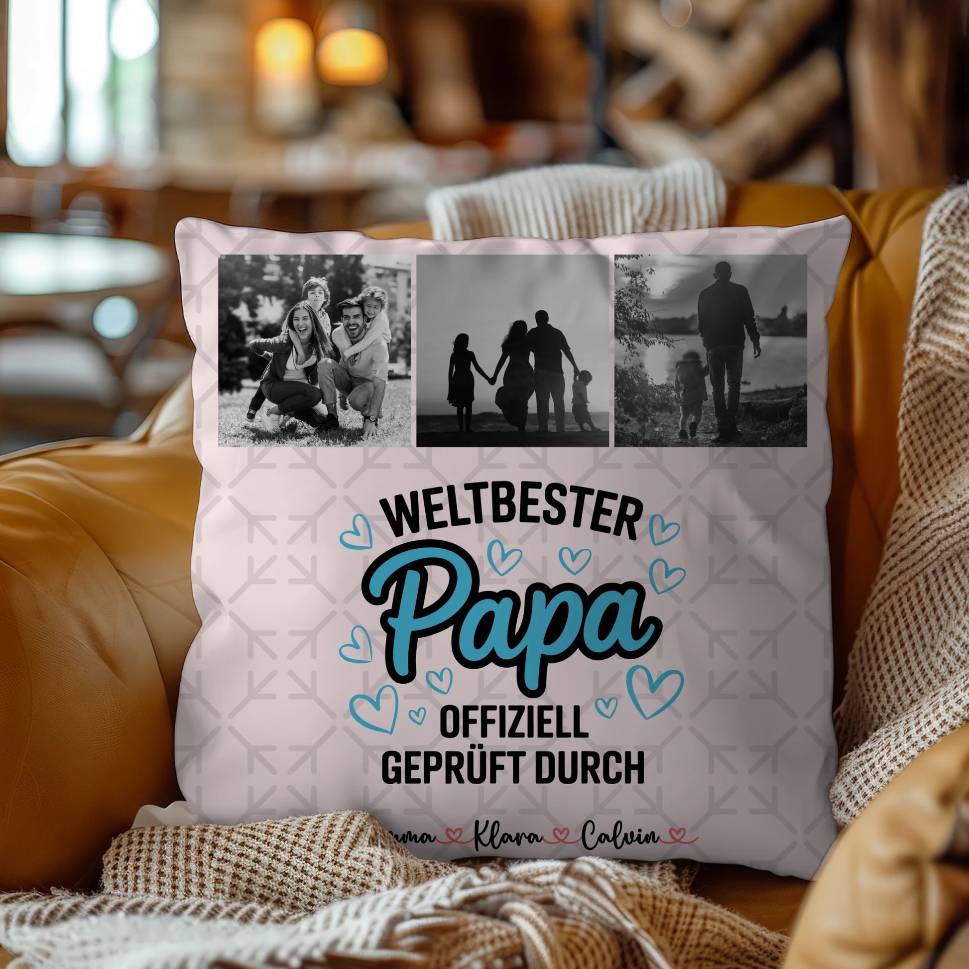 Kissen Für Vatertag Papa Fotocollage Weltbester Papa Offiziell Geprüft Durch 9