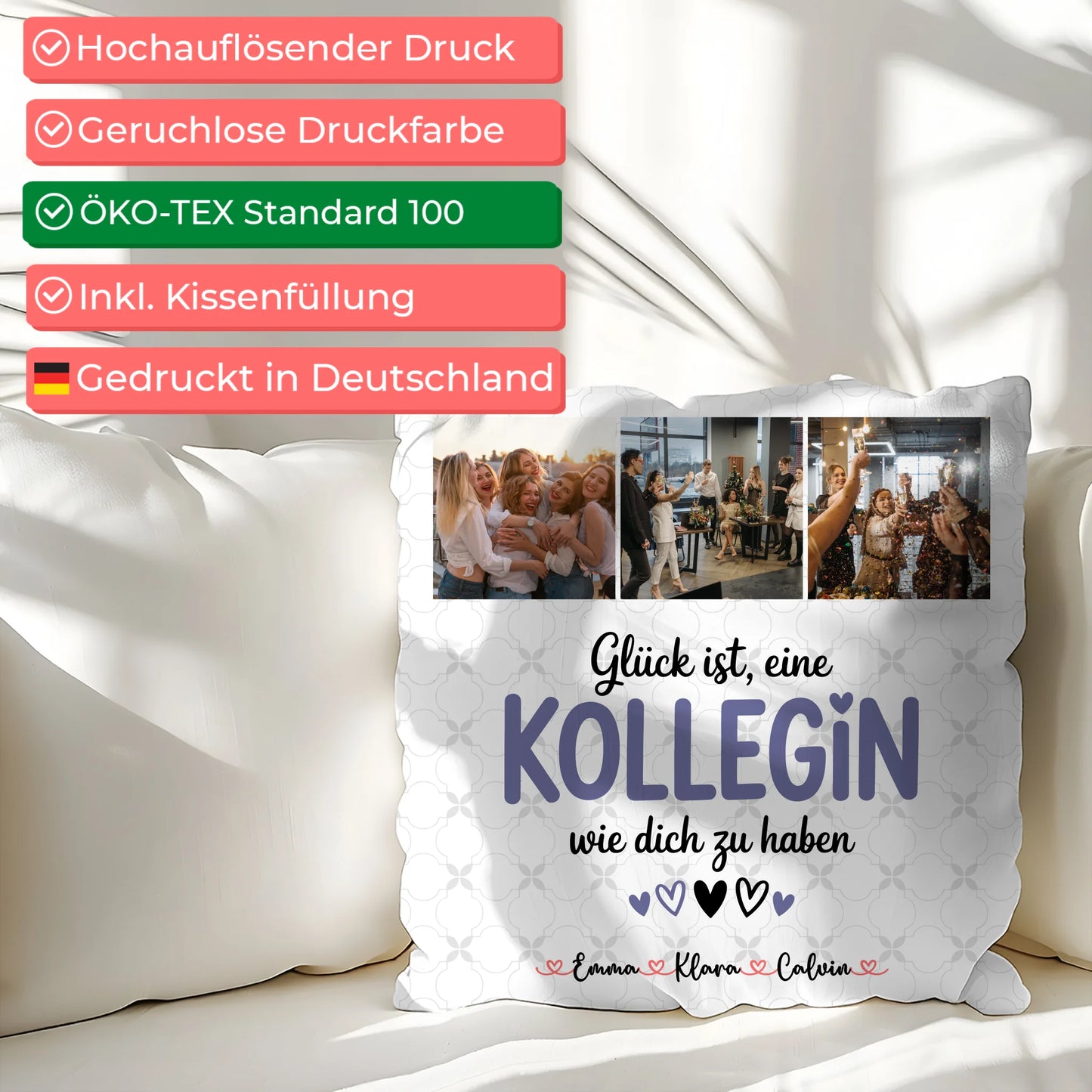 Personalisierte Geschenke mit Namen Kissen Fotocollage für Kollegin Glück Ist eine Kollegin Wie Dich Zu Haben 2