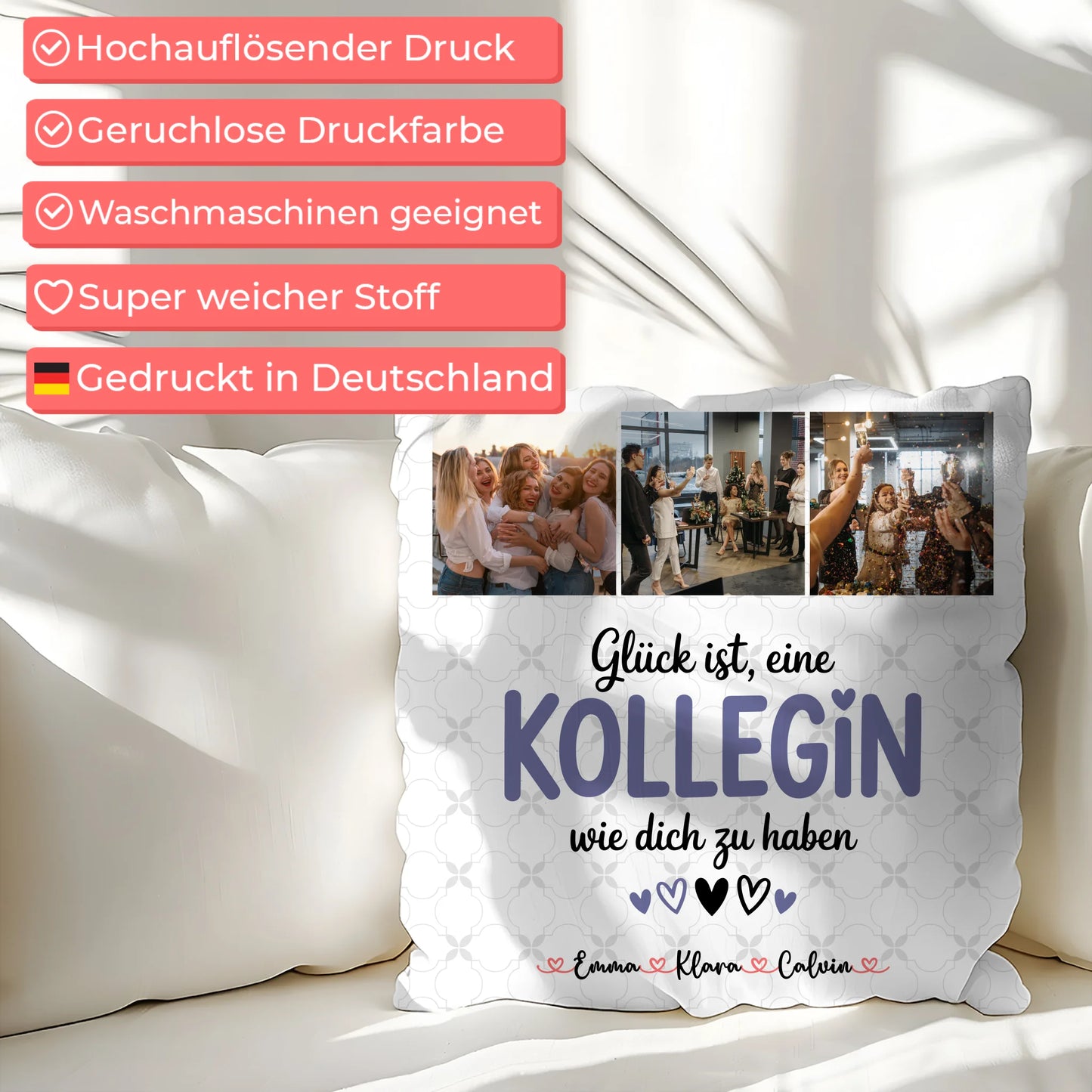 Personalisierte Geschenke mit Namen Kissen Fotocollage für Kollegin Glück Ist eine Kollegin Wie Dich Zu Haben 7