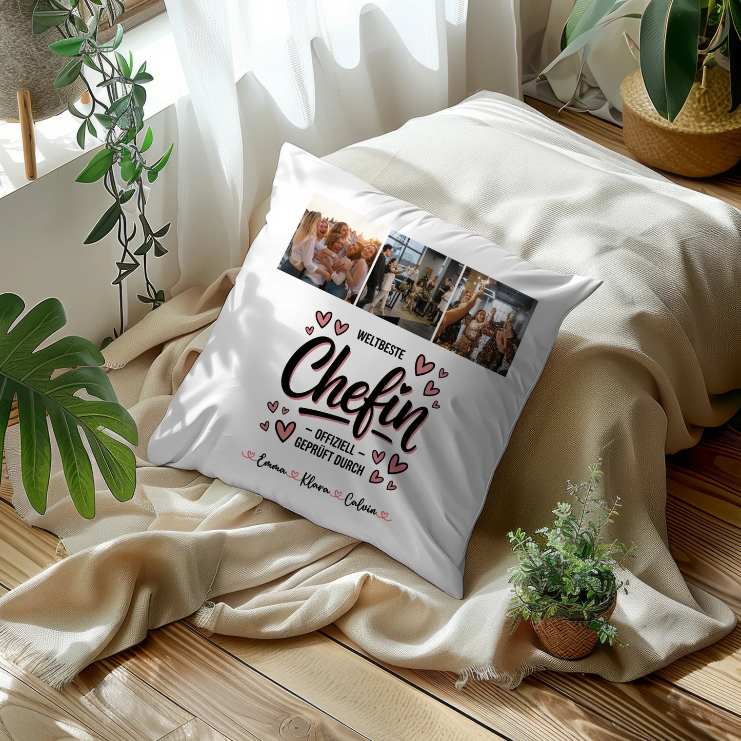 Kissen Mit Namen Fotocollage für Chefin Weltbeste Chefin Offiziell Geprüft Durch Geschenk