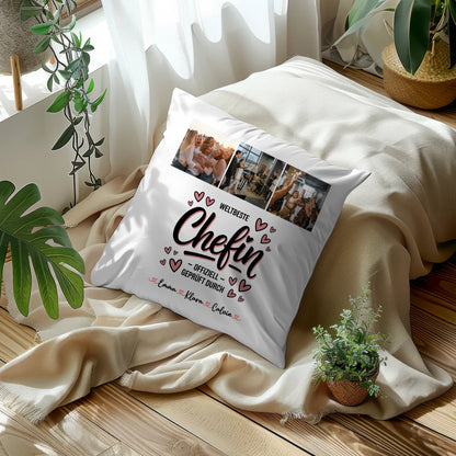 Kissen Mit Namen Fotocollage für Chefin Weltbeste Chefin Offiziell Geprüft Durch Geschenk