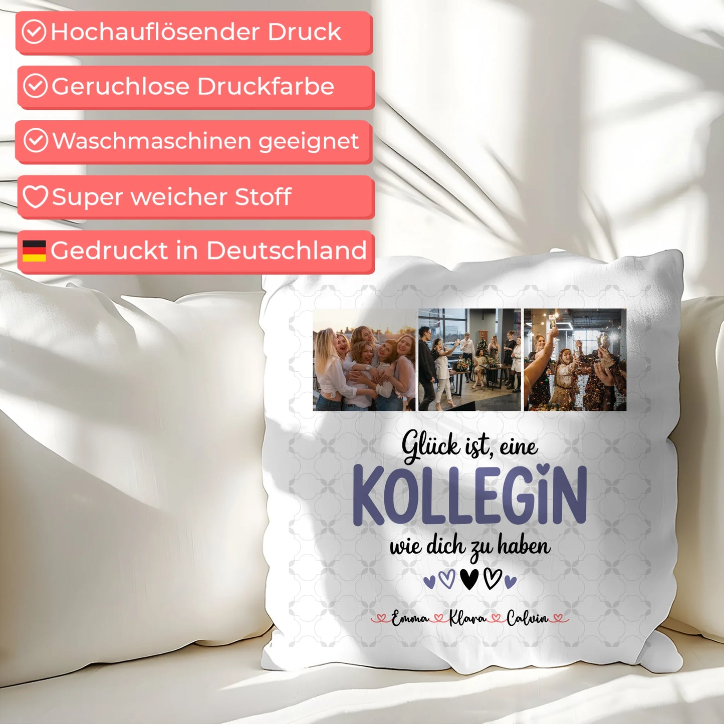 Personalisierte Geschenke mit Namen Kissen Fotocollage für Kollegin Glück Ist eine Kollegin Wie Dich Zu Haben