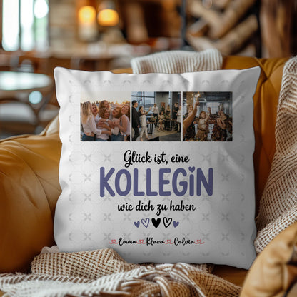 Personalisierte Geschenke mit Namen Kissen Fotocollage für Kollegin Glück Ist eine Kollegin Wie Dich Zu Haben