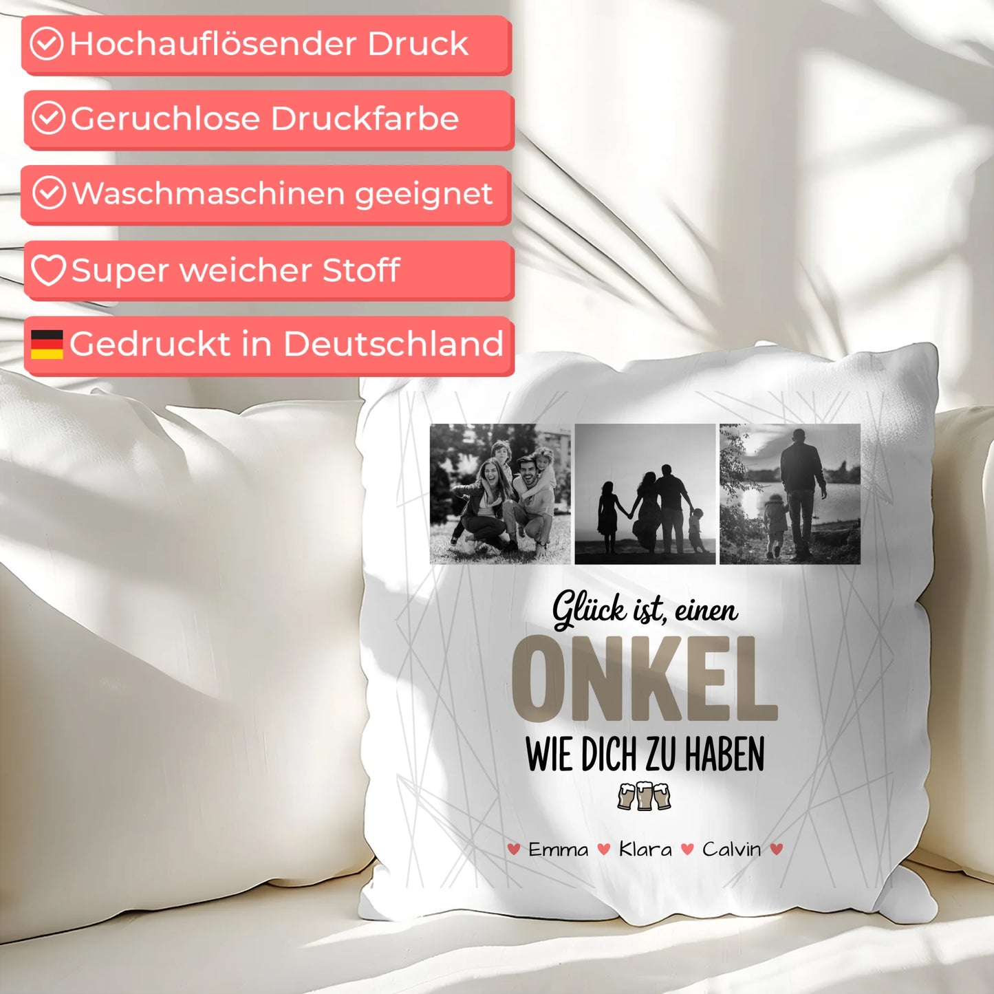 Personalisierte Onkel Kissen mit Fotocollage Glück Ist Einen Onkel Wie Dich Haben Geschenkidee