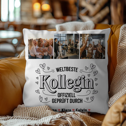 Kissen Mit Namen Geschenk Fotocollage Kollegin Weltbeste Kollegin Offiziell Geprüft Durch 4